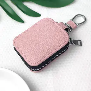 Leather Earphone Case for AirPods Pro3, Universal Storage Bag Fits AirPods 1/2/3/4/pro/pro2, Durable Zipper Pouch, Compact Size 2.6x2x0.9 Inches, Portable Audio Earbud Pouch