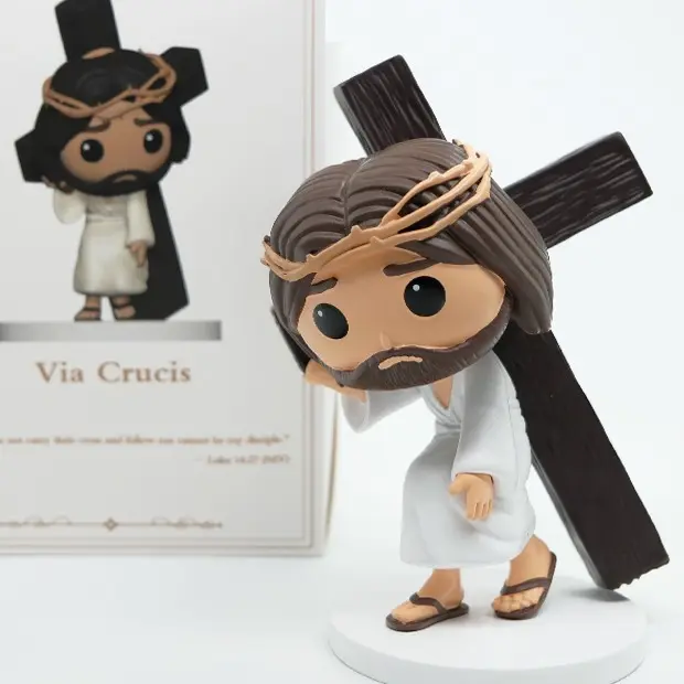 Jesus figurine,Cute Religious Decoration,Religious Supplies,Home Decor Ornament,Pop Art Figurine,Catholic Gift,Chibi Christmas Gift