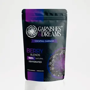 Garnishes & Dreams Dehydrated Berry Blend – Antioxidant Mix of Blueberries & Blackberries for Cocktails, Champagne, Yogurt Bowls & Baking, Natural Edible Topping