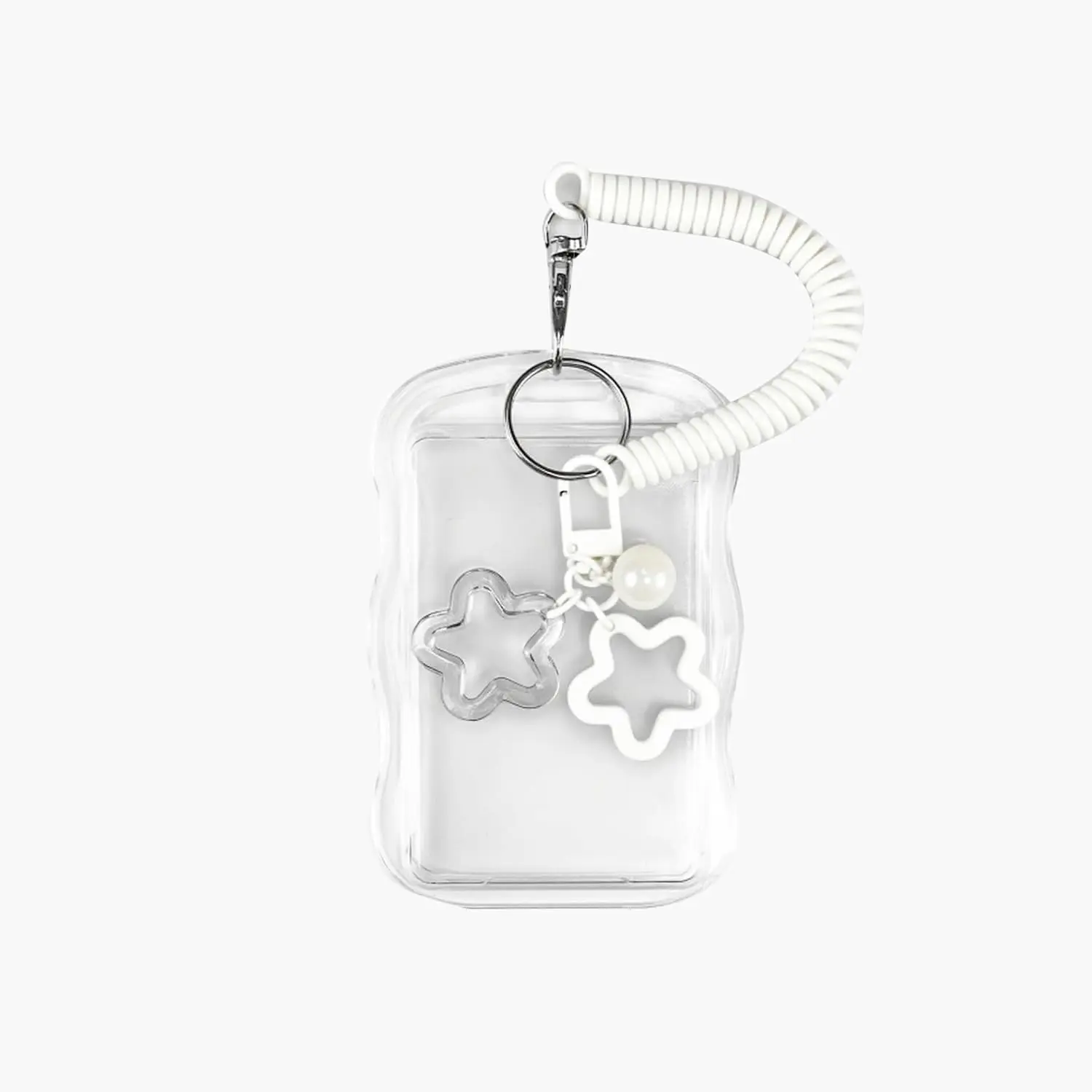 Photos of High-end Card Holders Electroplate Plastics Frame with Keychain Card Case Stationery Photocard Holder Keychain White Star