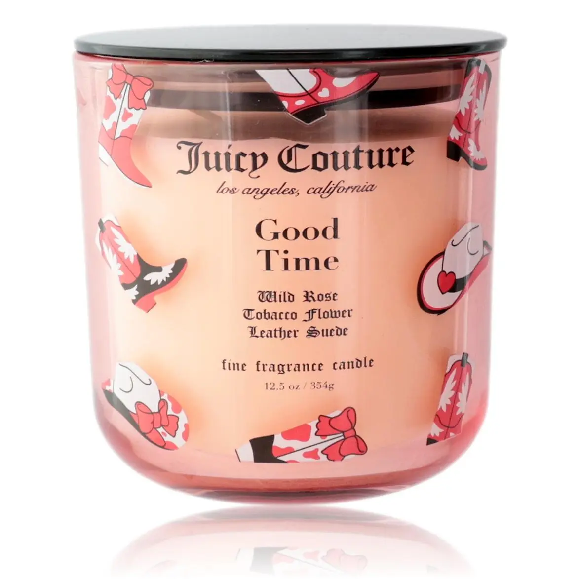Juicy Couture Fine Fragrance Candle - 12.5 oz, Rose & Leather Scent, Good Time Home Decor Candle for Home Supplies