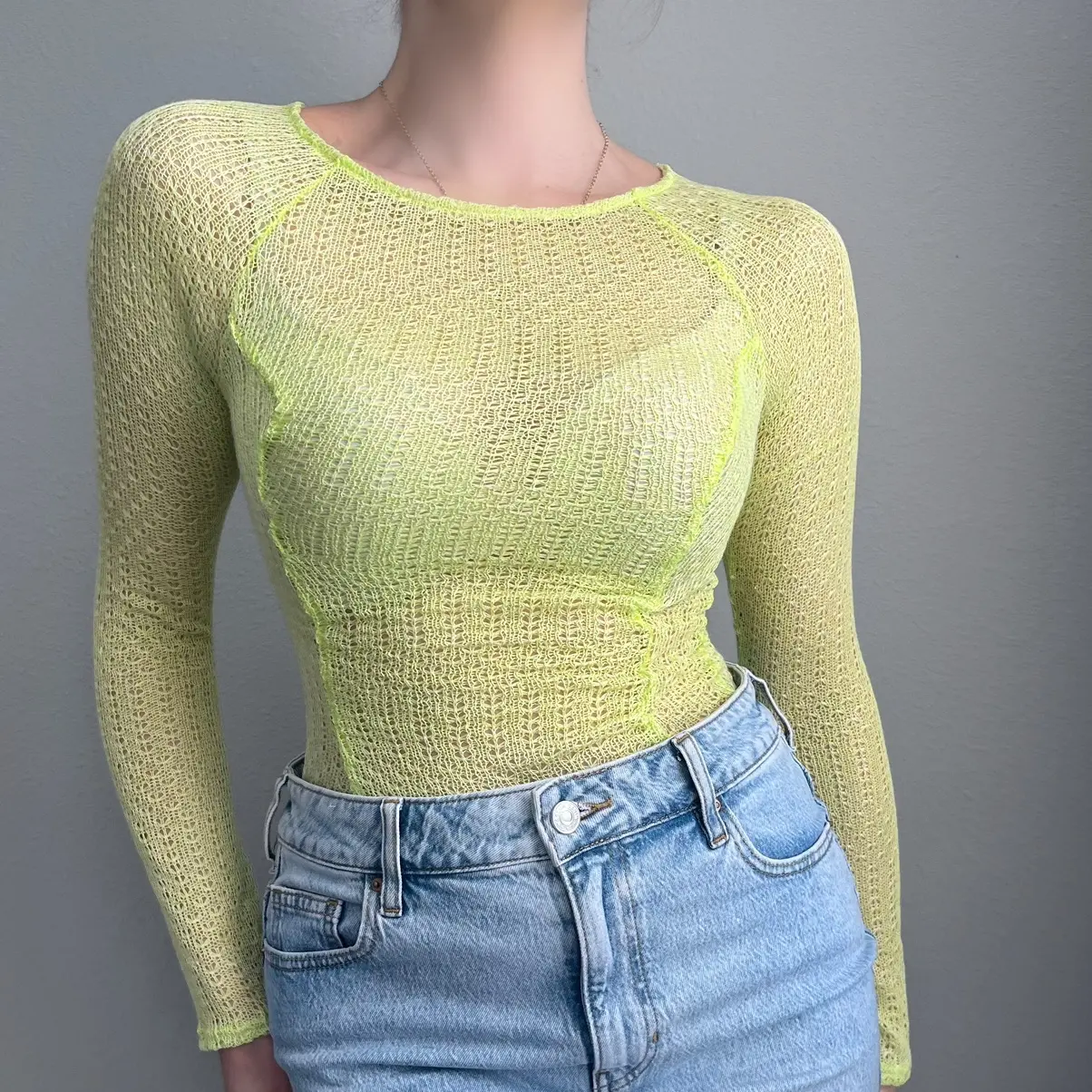 Corella Bodysuit, neon long sleeve ruched bodysuit