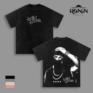 Pes0o Plumaa Dinastía Vintage Washed Graphic T Shirt, Corridos Tumbados Rap Fan Tee, Heavyweight Cotton Latin Streetwear Shirt for Men Women