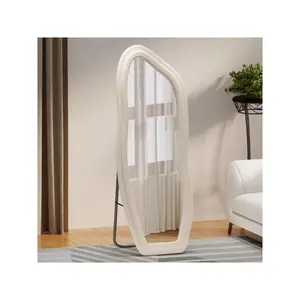 Maximum discount  Length Stand 63 X 24 Irregular Wavy Floor With Flannel Frame Full Body Mirror Standing Hanging Or Leaning Against Wall For Bedroom Living Room White