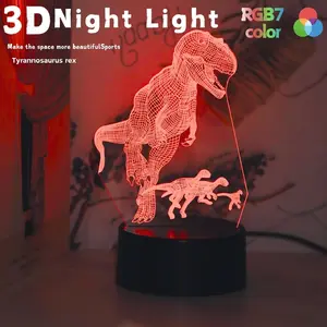 Cute Dinosaur Effect Night Light, USB Powered Touch 7 Color Environment Lamp, Creative Desktop Bedroom Atmosphere Decor, Perfect Gift