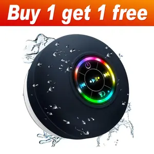 Portable mini Bluetooth shower speaker with variable LED lights, iPX4 waterproof, wireless stereo rechargeable speaker, suitable for beaches, showers, and homes, a must-have for families water  plus portable waterp