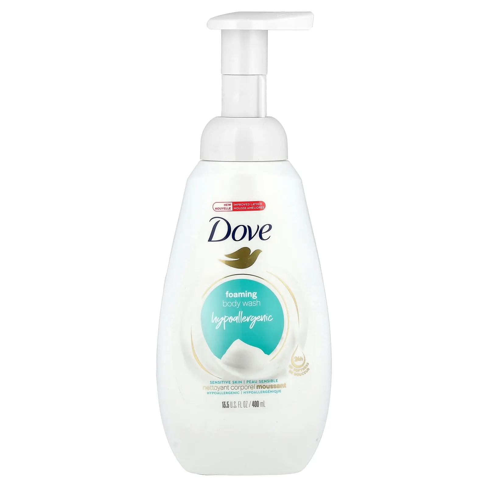 Dove Foaming Body Wash, Hypoallergenic, Sensitive Skin, 13.5 fl oz (400 ml)