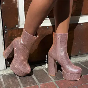 KLORIS-20 Rose Gold Chunky Block Heel, Approx. 4.5"