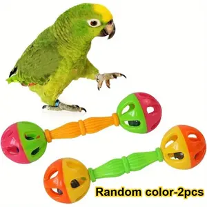 Random color-2pcs Double-Ended Rocking Bell Bird Toy with Clear Bell Sound, Interactive Puzzle Toy for Parrots and  Birds - Suitable for Training and Play - Ideal for Budgies, Cockatoos, and  Pet Birds, Interaction