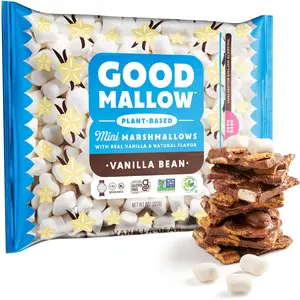 Mini Vegan Marshmallows - Kosher Halal Dairy & Gluten Free Healthy Mini Marshmallows - Natural Gelatin Free for Hot Chocolate, Smores, Campfire, Baking - Non-Artificial