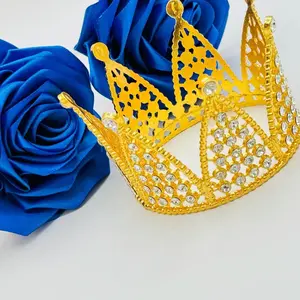 Crowns Cake topper,Wedding, Quinceañera, Baptism, Flowers Bouquets decorations gold crowns  Decorations Knot Lightweight