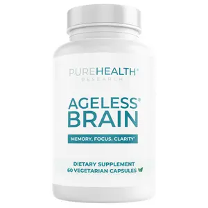 Ageless Brain Supplements for Memory and Focus by PUREHEALTH RESEARCH - Nootropic Brain Supplement - Brain Health Supplements for Adults - with Vitamin B6, Niacin, Alpha GPC & More, 60 Capsules Fitness Edible Dietary Healthcare