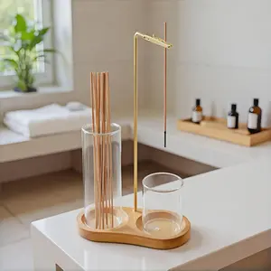 Aesthetic Zen Home Decor Must Have! 2 in 1 Incense & Candle Holder, No Mess Wooden Incense Burner with Glass Ash Catcher, Perfect Gift for Yoga & Meditation Lovers