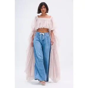 SLOUCHY SQUARE NECK LONG SLEEVE BLOUSE TOP