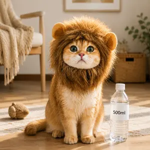 Funny Lion Mane Costume for Cats, Adjustable & Washable Cat Wig for Halloween, Christmas, Easter, Cute Pet Fancy Dress for Party & Photo Props, Soft Lion Hair Hat for Small Dogs, Brown