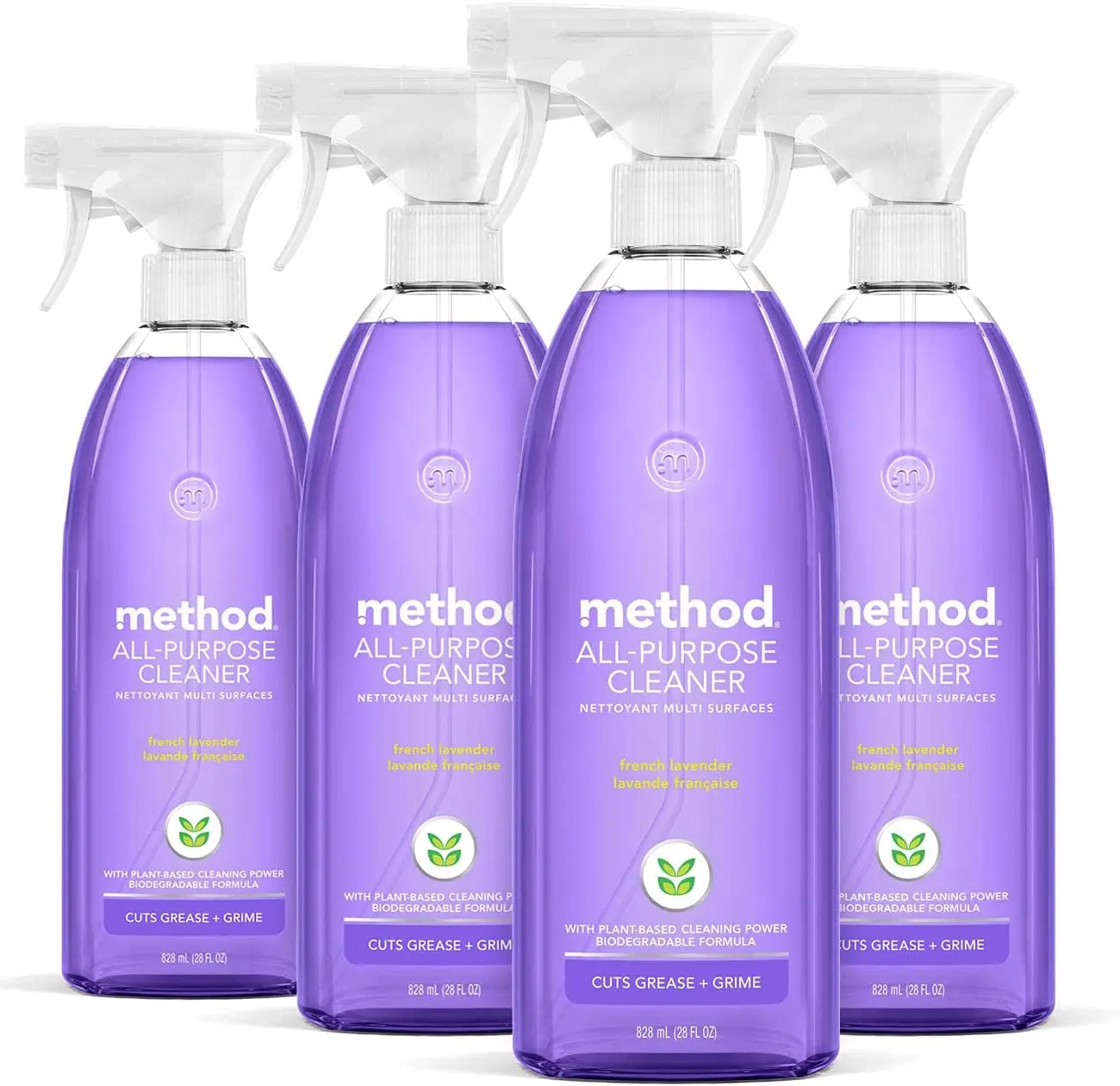 Pack of 4 All-Purpose Cleaner Spray French Lavender, Plant-Based and Biodegradable Formula