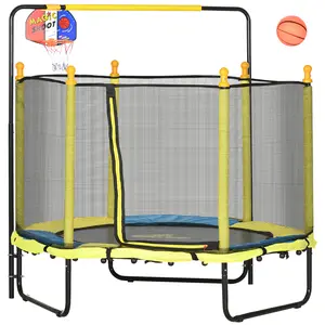 Outsunny Trampoline for Kids with Safety Enclosure Net, Mini Toddler Trampoline, Recreational Trampoline for Indoor Outdoor, Gifts for Boy and Girl