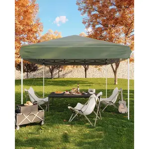 10x10ft Pop Up Canopy Tent, Easy Up Canopy w/ 3 Adjustable Height, Outdoor Sun Shade w/ 4 Sandbags for Parties