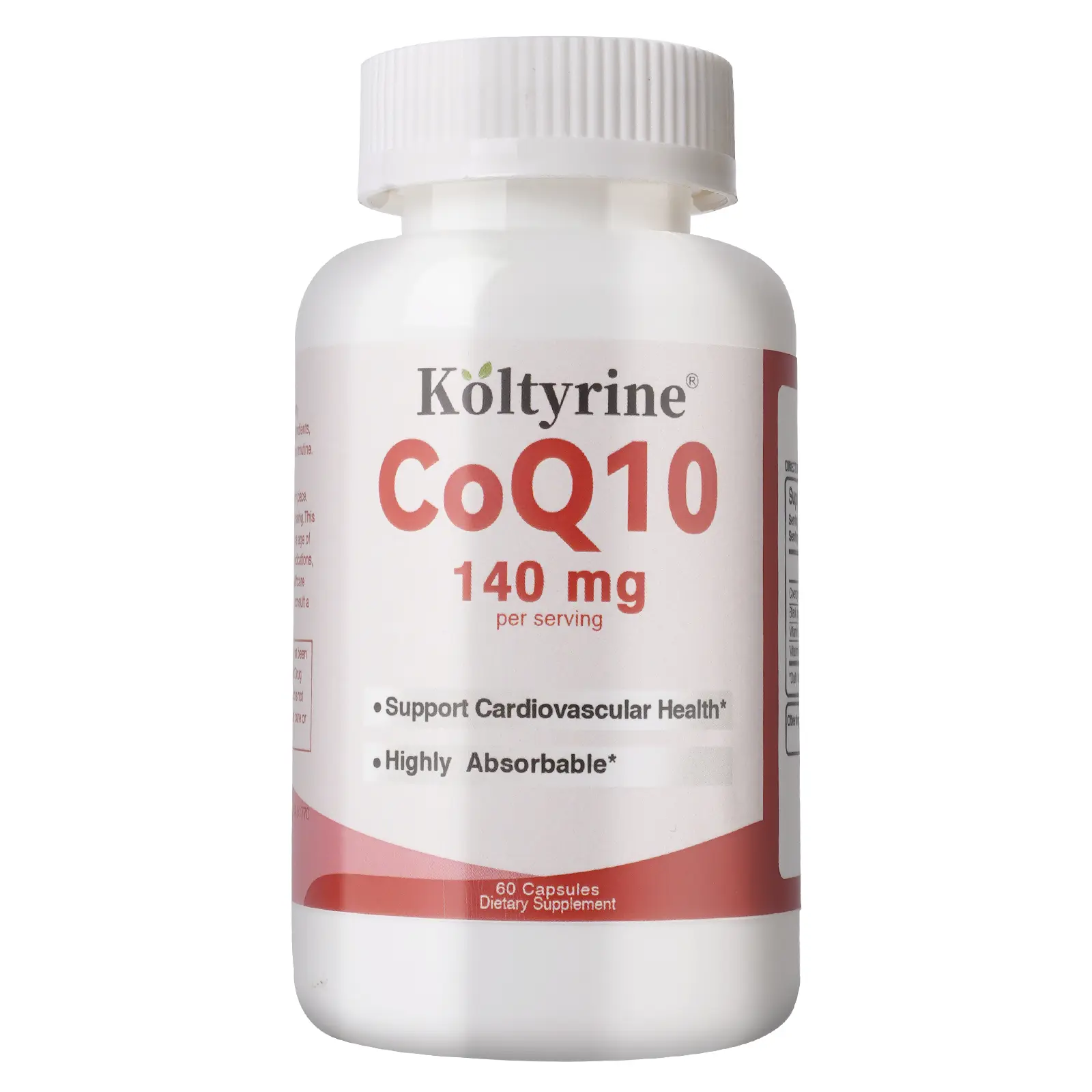 Koltyrine High Absorption CoQ10 140mg Supplement with Black Pepper Extract - 60 Capsules | Coenzyme Q10 with Vitamin A & E for Cardiovascular Health, Cellular Energy Support & Antioxidant Defense