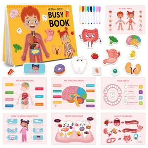Busy Book Gift Set, Toddler Busy Book, Toddler Activity Books, Body Structure Learning Theme, Preschool Cognitive Early Education Toy, Reusable Sticker Books for Kids
