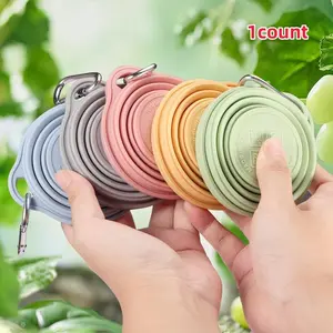 Foldable Silicone Cup with Lid & Buckle, 1 Count Portable Collapsible Leakproof Travel Cup, Outdoor Tableware for Camping & Hiking