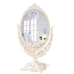 Oval-Shaped Double-Sided Rotating Makeup/Cosmetic Mirror