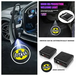 2-piece Batman logo car welcome light, integrated modified projection light and ambient light, suitable for various car models such as Ford, Chevrolet, Nissan, etc. It can be installed without damage and used immediately after pasting.