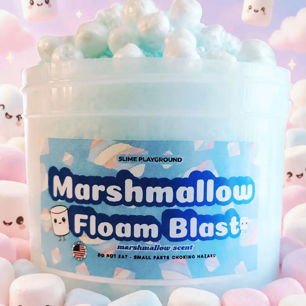 Marshmallow Floam Blast Slime - 8 oz Jar + Surprise Squishy - Non-Sticky - Sensory