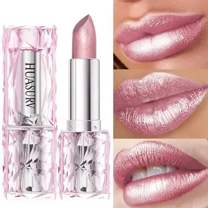 Huasurv Fashion Shiny Lipstick, Mermaid Pearl Velvet Lipstick, Metallic Pearl Gloss, Moisturizing Hydrating Long-Lasting Microglow, Perfect Gift