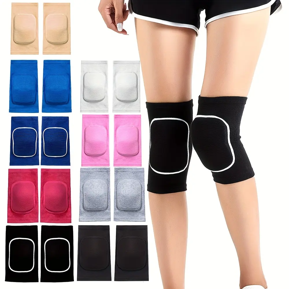 1 Pair Anti-Slip Knee Pads with Contoured Support - Breathable, Flexible Sponge Braces for Sports like Football, Volleyball, Basketball, Dance & Skating - Black, Blue, Pink, Red, White, Gray, Beige, Light Blue, Dark Purple, Navy Blue, Knee Pads for Work,