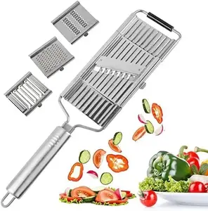 Stainless Steel 4 in 1 Multi-Purpose Vegetable Slicer Cheese Grater Kitchen Hand-held Shredder,Multi-purpose Efficient Great for Families