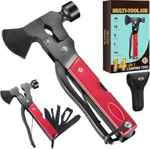 14-in-1 Multitool Camping Axe Hatchet  Essential Camping Gear with , Hammer, , Bottle Opener,   Multi Tool with Sheath  Gifts for Men, Dad, and Outdoor Adventures