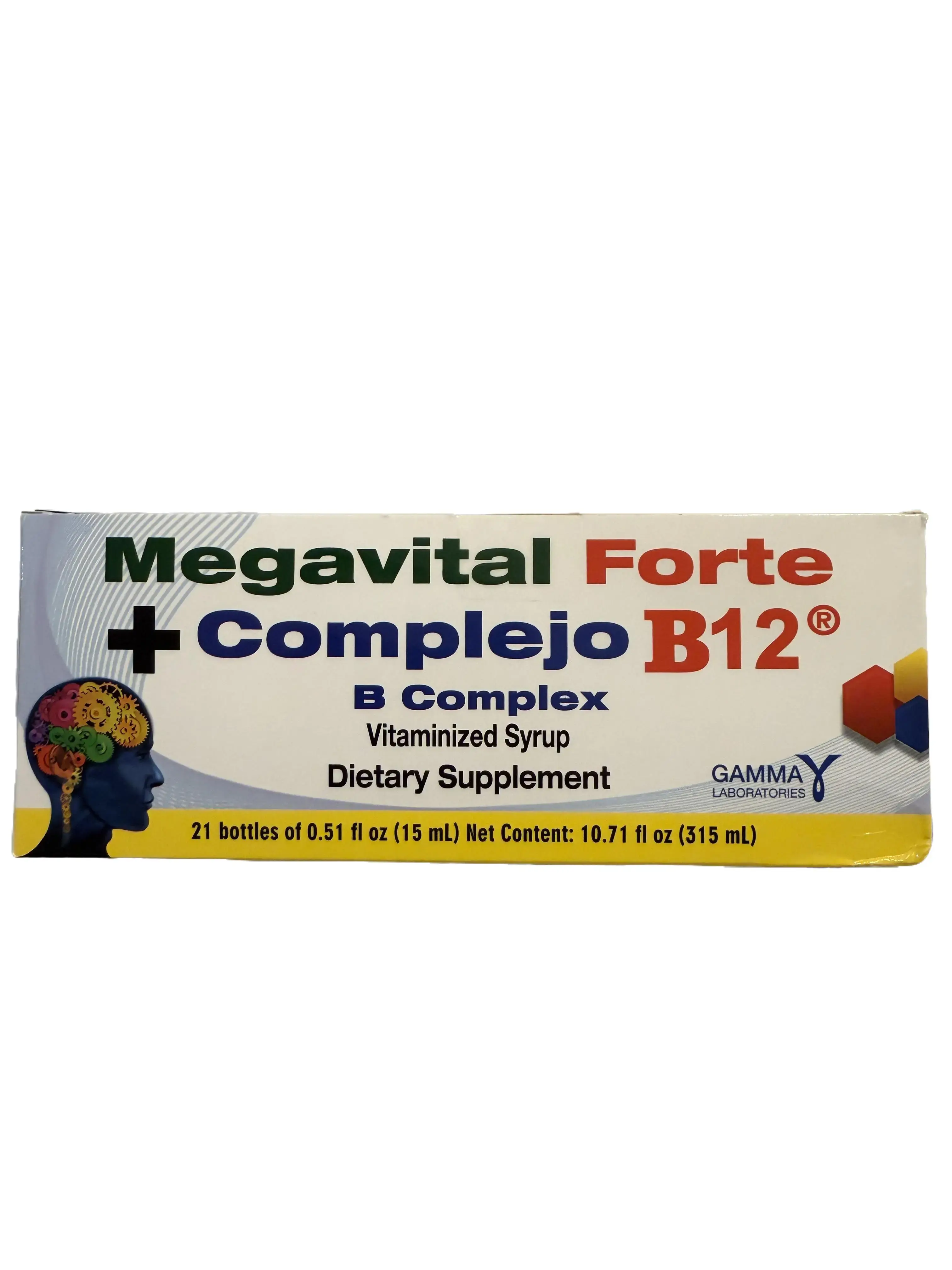 Megavital Forte + B12 Complex Vitaminized Syrup Dietary Supplement - 21 x 15mL Bottles Wellness