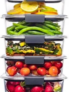 Rubbermaid Brilliance Food Storage Containers BPA Free Airtight Lids Ideal for Lunch Meal Prep & Leftovers Set of 5