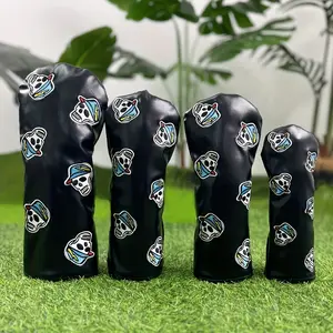 Lightning Skull Pattern Golf Club Head Covers, Golf Accessories, Waterproof Hybrids Drivers Fairways Woods Putters & Irons, Unique Gift Idea