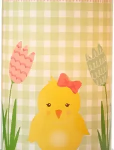 Chicks Summering Light Warmer - Adorable Yellow Chick with Red Bow on Green Checkered Background