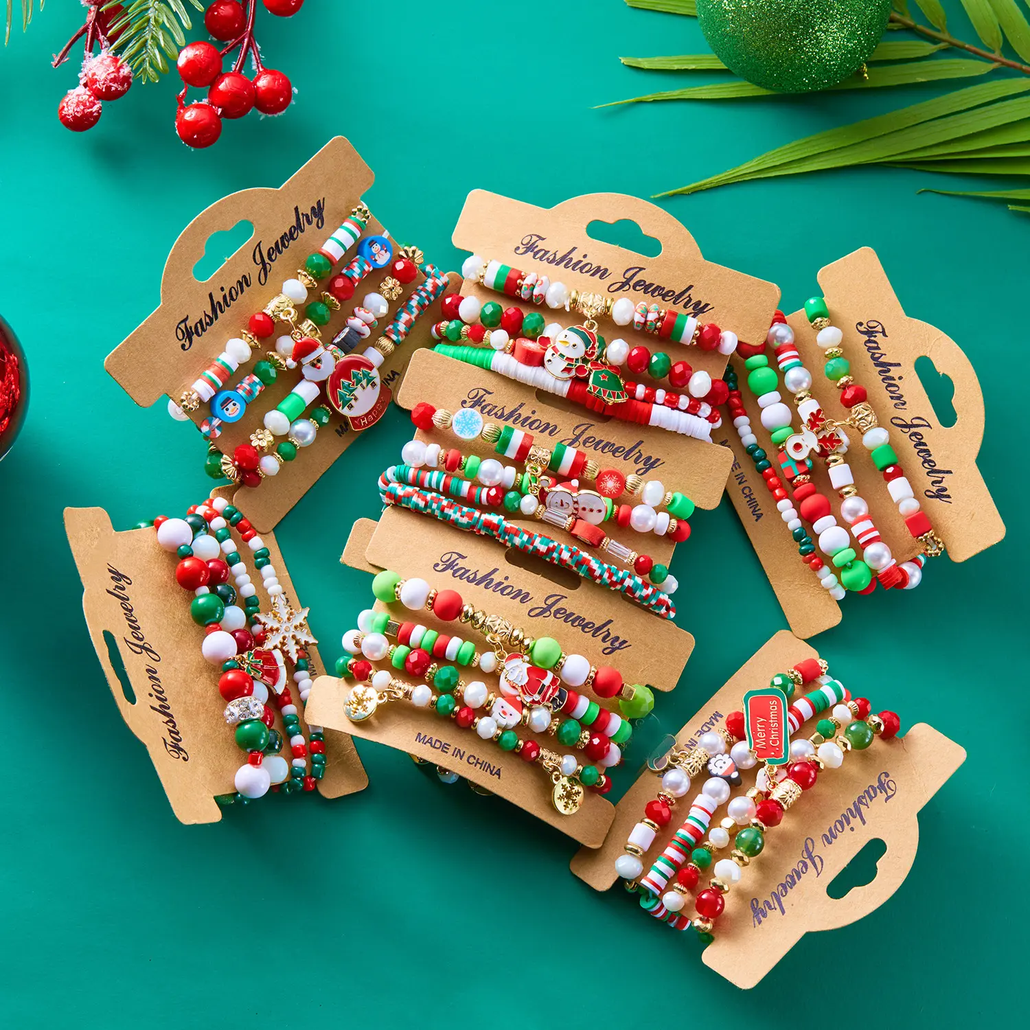 Christmas Bracelet Combination Set - Creative Color Bracelets for Festive Season