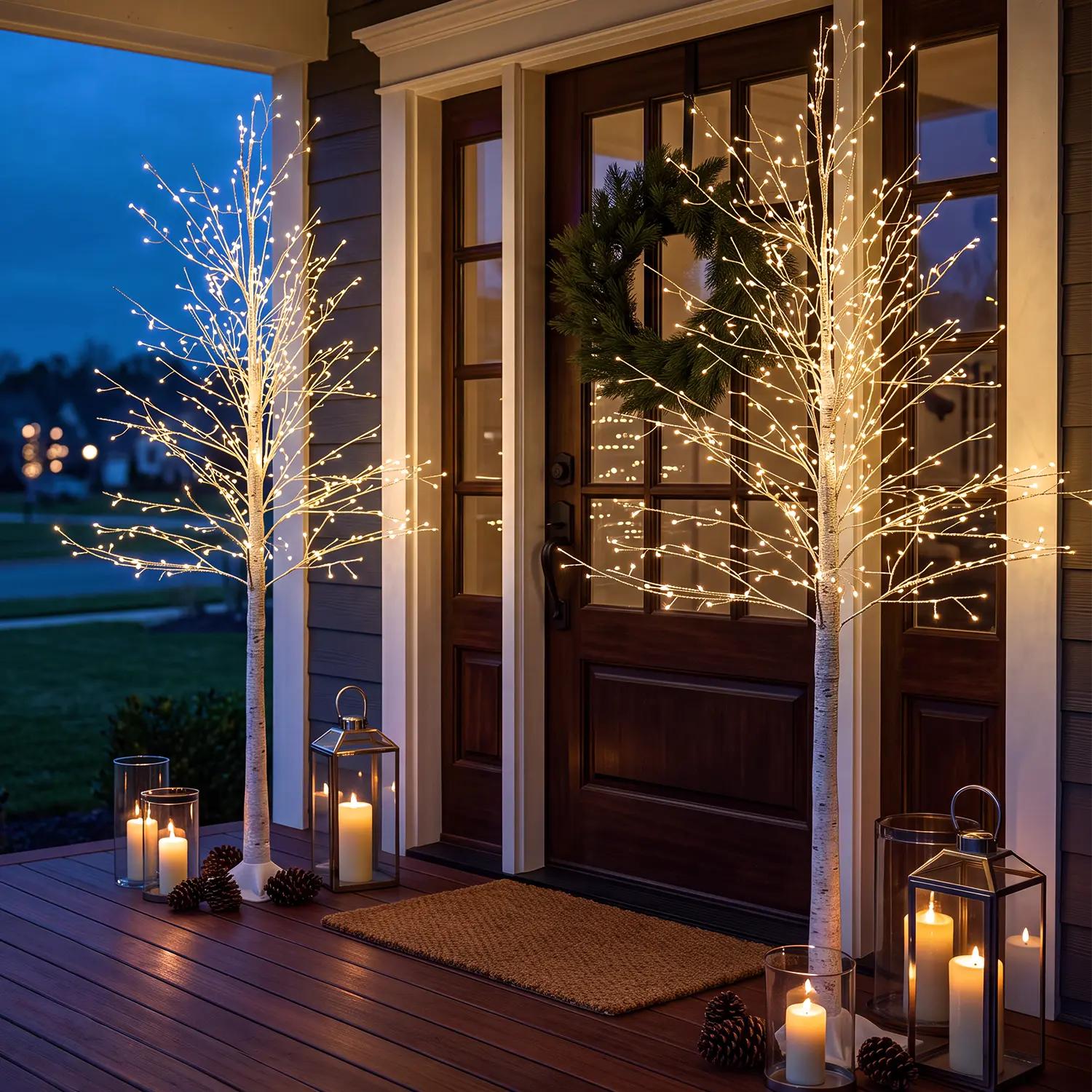 Artificial Enchanting Birch Tree with 1440 LED Lights, Twinkle Light White Christmas Tree with Timer IP44 Waterproof for Indoor Outdoor Festival Wedding Party (Birch Tree 696LED)