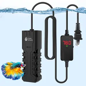 AquaMiracle 25-500W Submersible Aquarium Heater with LED Digital Display Thermostat, Fish Tank Heater Turtle Heater with Protective Housing