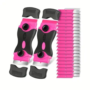 Heavy-Duty Two-End Scraper Tool with Metal & Plastic Blades, Scratch-Free Removal for Paint, Vinyl, Stickers, Adhesive, Non-Slip Grip