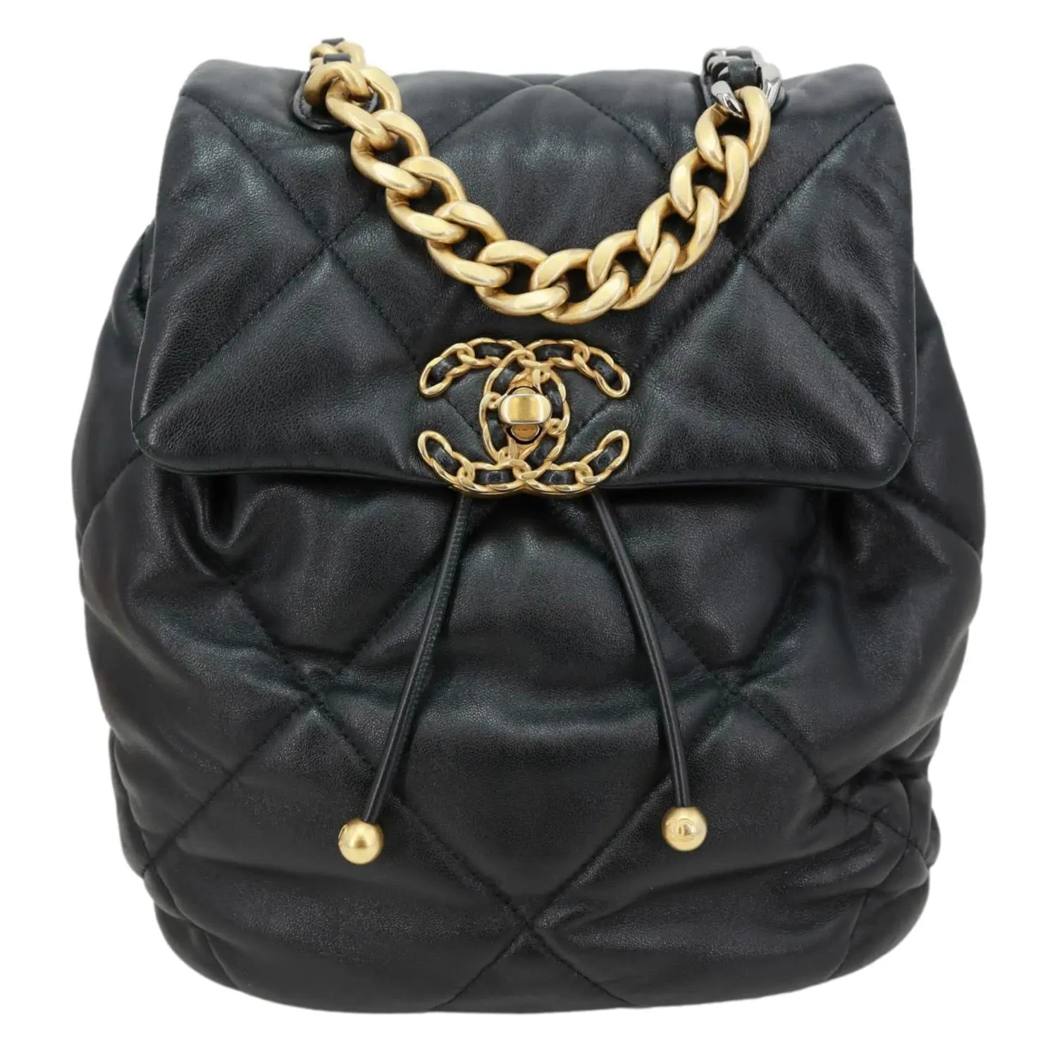 Pre-owned CHANEL Leather Backpacks 19 Quilted Lambskin Backpack Black
