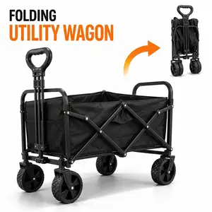 [Summerwins]WeCharmer Collapsible Wagon with Tailgate, Wagons Carts Foldable with 350lbs Capacity, Lightweight Portable Utility Folding Wagon Cart for Shopping Camping Sports Garden