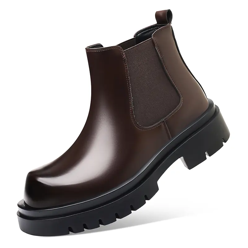 Classic Chelsea Boots for Men Women Casual Ankle Boots with Chunky Lug Sole Slip On Design Waterproof Leather Look Comfortable Everyday Fashion Footwear