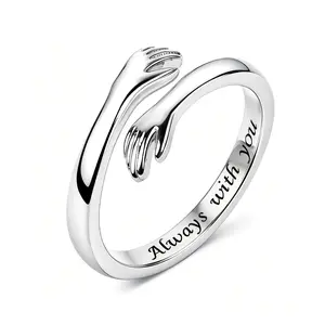 Women's 1PCS Adjustable Carving Embrace Ring - "Always with You" Daily Commitment Ring, Ideal Mother-to-Daughter Gift, Fashion Costume Jewelry Accessory summerwins