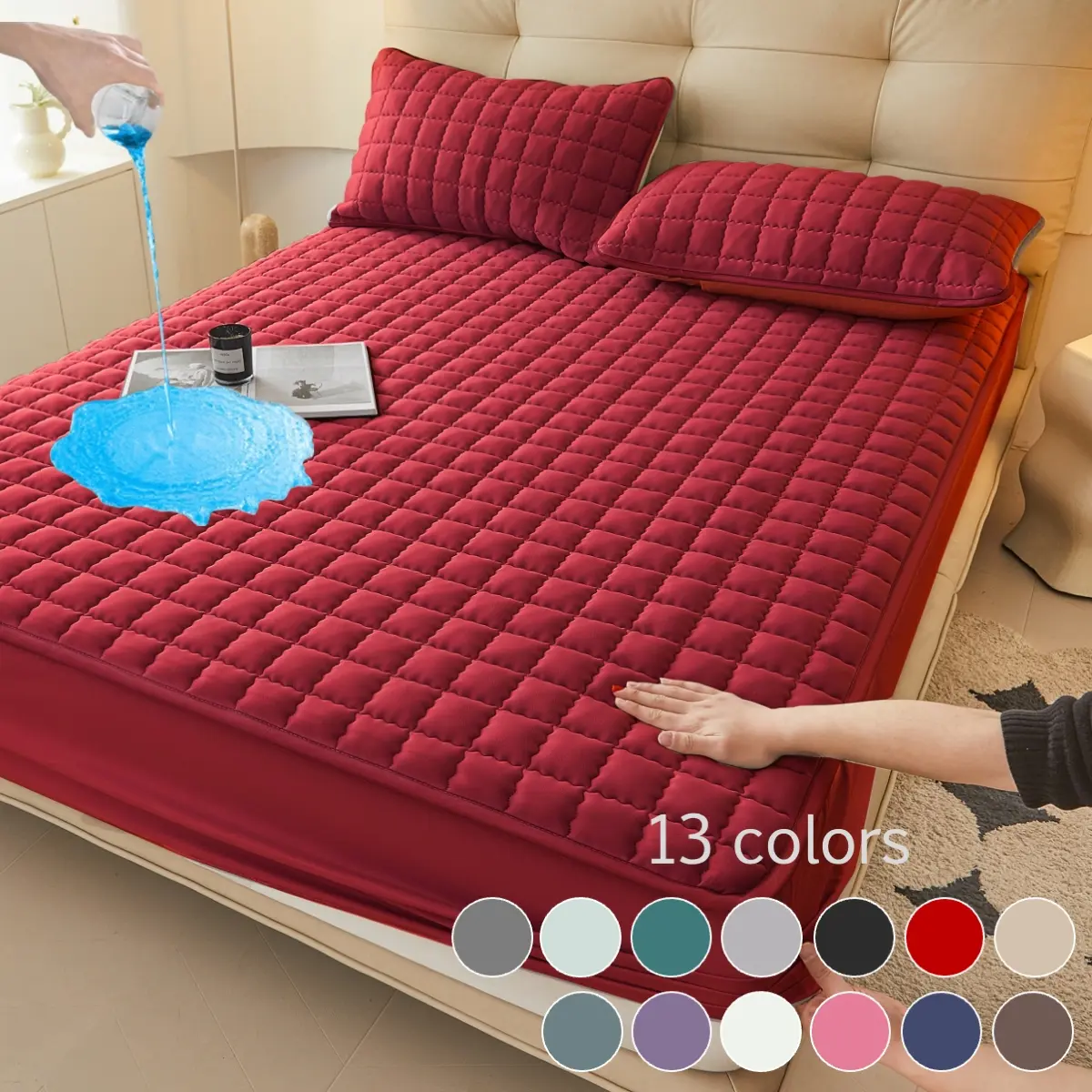 Waterproof Mattress Protector Set, Bedding Mattress Cover – Includes Fitted Sheet & Mattress Cover with Deep Pocket, Soft, Noiseless, Breathable, Stain-Resistant, Machine Washable, with Pillowcases for Bedroom, Guest Room, Dorm, Kids, Pets