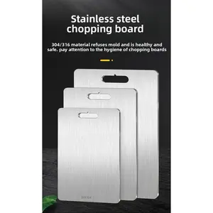 304 Stainless Steel Cutting Board with Non Slip Surface - Oversized Thickened Kitchen Board, Anti Mold & Moisture Proof, Heavy Duty Household Panel, New Upgrade