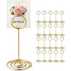 20 PCS Gold Table Number Holder Card Stand Name Menu Picture Clips Holder