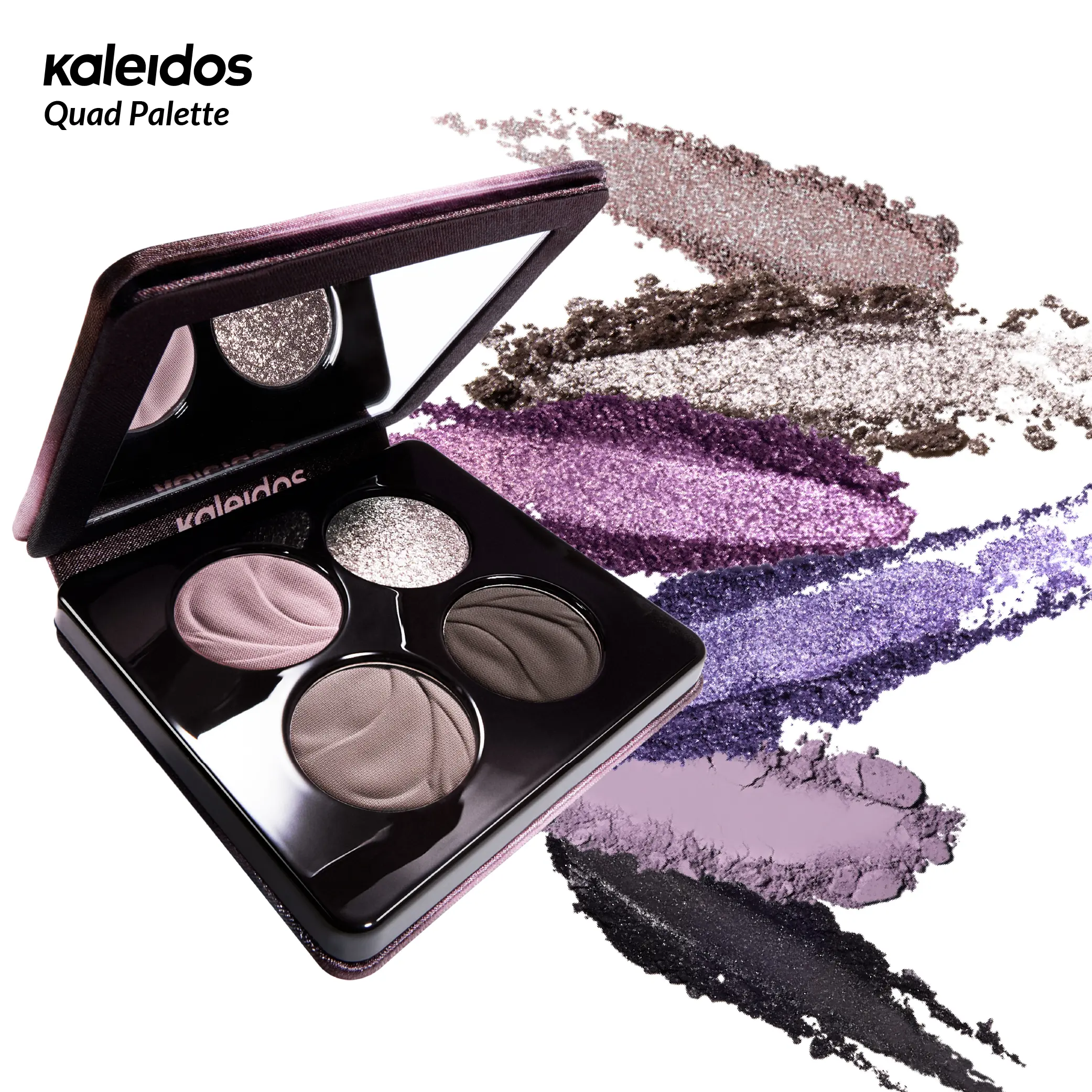 Kaleidos Quad Palette | Smokey Look, Highly-Pigmented, Silky Mattes & Unparalleled Shimmers, Rave Makeup, Festival Makeup, Cosmetic Gift