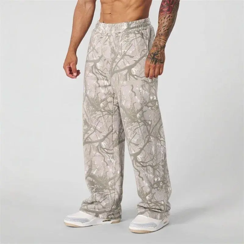 Male Full-Length Camouflage Sweatpants - Comfortable Loose-Fitting Baggy Joggers for Sports, Outdoor Activities, Sizes S-4XL, Men's Sports & Outdoor Clothes Outfits