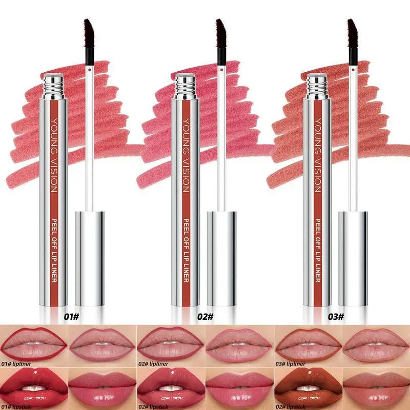 YOUNG VISION 3pcs lip stain peel off lip liner Soft Matte Texture, Smear-Proof & Hours-Lasting | Ideal for Sharp Lip Contours nude gloss kit